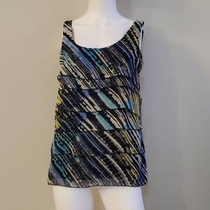 Kennenth Cole New York sleeveless blouse, black, blue, cream, 4 NWT
